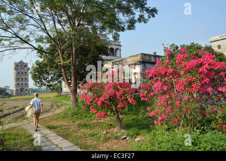 Kaiping Diaolou und Dörfer wurden im Jahr 2007 in die Liste des UNESCO-Weltkulturerbes hinzugefügt. Stockfoto