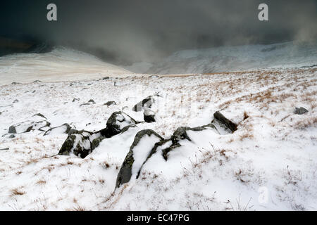 Blick in Richtung Cwm Llugwy. Bereich Carneddau, Snowdonia National Park, UK. Stockfoto