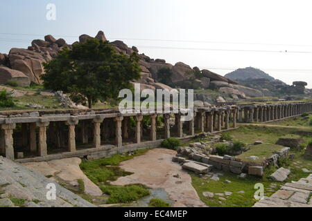 Ruinen von Krishna Basar @ Hampi - UNESCO Weltkulturerbe Stockfoto