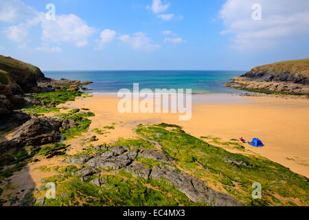 Poldhu Strand Süd Cornwall England UK auf der Lizard Halbinsel zwischen Pfosten und Porthleven westlich von Goonhilly Stockfoto