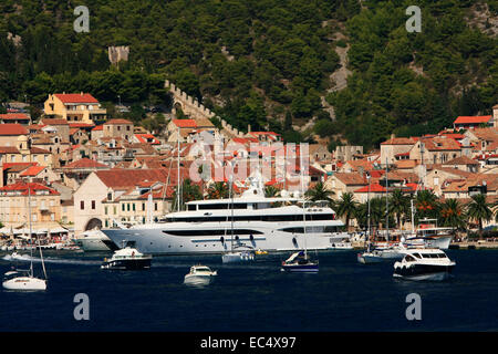 Kroatien, Mittel-Dalmatien, Insel Hvar, Stadthafen Hvar Stockfoto