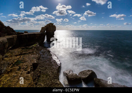 Preikestolen auf der Isle of Portland bei Nacht, Dorset, England, United Kingdom, Europe. Stockfoto