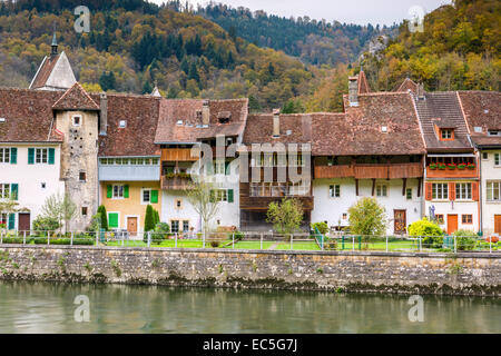 Saint-Ursanne, Canton du Jura, Schweiz, Europa. Stockfoto