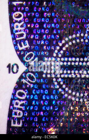 Mikro Foto einer Euro-Banknote Stockfoto