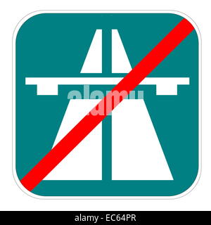 Grünen Schweizer Autobahn Ende Symbol in weißen Hintergrund isoliert Stockfoto