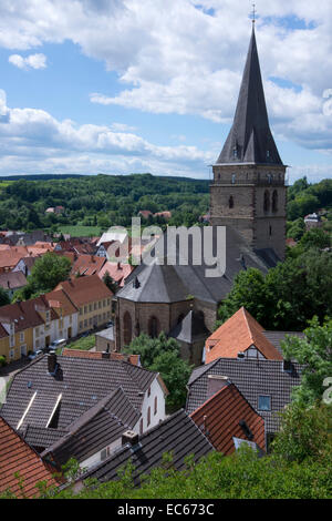 Panoramablick über Warburg, Kreis Höxter, Nord Rhein Westfalen, Deutschland, Europa Stockfoto