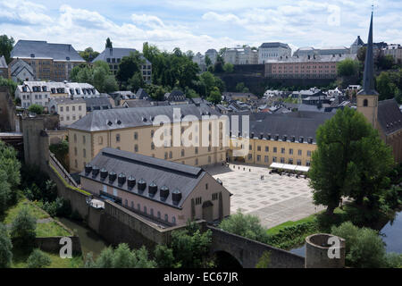 Neumünster Abbey am Fluss Alzette, Neumünster-Abtei auf dem Fluss Alzette, Luxemburg, Luxemburg, Europa Stockfoto