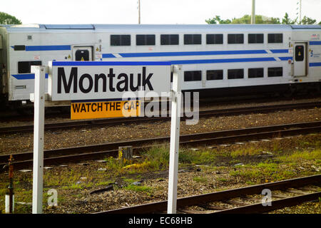 Montauk Bahnhof in Long Island New York Stockfoto