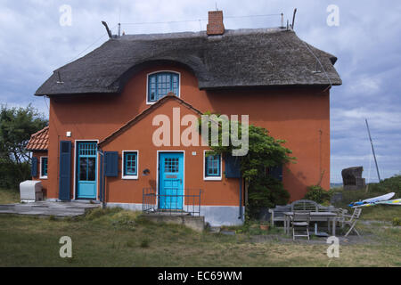 Reetgedeckten Haus, Heiligenhafen-Graswarden, Landkreis Ostholstein, Schleswig-Holstein, Deutschland, Europa Stockfoto