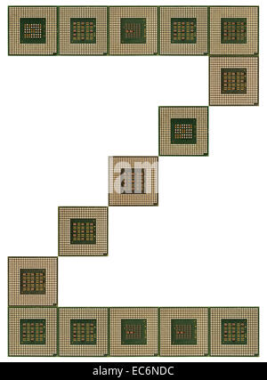 Buchstabe Z gemacht alte und schmutzige Mikroprozessoren Stockfoto