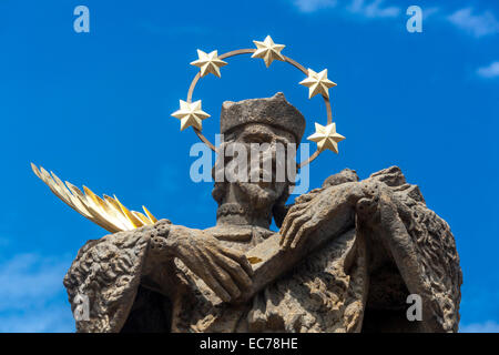 Statue des Hl. Johannes von Nepomuk, Mustek, Tschechische Republik Europa Stockfoto