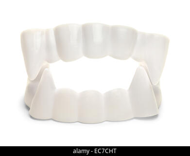 Weiße Kunststoff Vampir Zähne isoliert auf weißem Hintergrund, Stockfoto