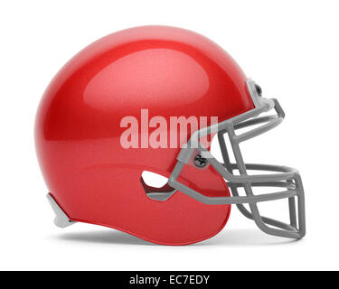 Seitenansicht des roten Football Helm mit textfreiraum Isolated on White Background. Stockfoto