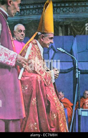 Papst Paul VI., geboren Giovanni Battista Enrico Antonio Maria Montini, 26. September 1897 bis 6. August 1978, regierte von 21. Juni 1963 bis zu seinem Tod 1978 Stockfoto