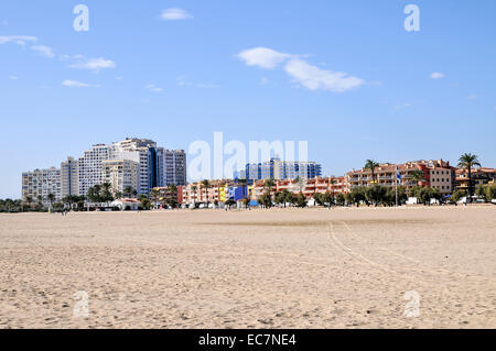 Strand von Empuriabrava, Costa Brava, Spanien Stockfoto