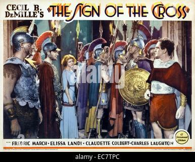 Das Zeichen des Kreuzes, 1932, ist ein Pre-Code epischen Film, produziert und von Cecil B DeMille gerichtet und auf der ursprünglichen 1895 Spielen von Wilson Barrett. Beide spielen und Film haben eine starke Ähnlichkeit zu den Roman Quo Vadis. Der Film stars Fredric März, Elissa Landi und Claudette Colbert. Stockfoto