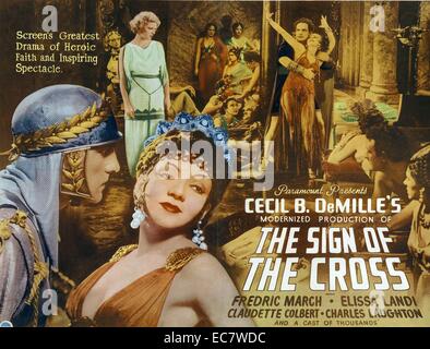 Das Zeichen des Kreuzes, 1932, ist ein Pre-Code epischen Film, produziert und von Cecil B DeMille gerichtet und auf der ursprünglichen 1895 Spielen von Wilson Barrett. Beide spielen und Film haben eine starke Ähnlichkeit zu den Roman Quo Vadis. Der Film stars Fredric März, Elissa Landi und Claudette Colbert. Stockfoto