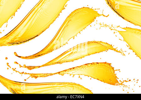Orange Wasser spritzt Sammlung isoliert auf weiss Stockfoto