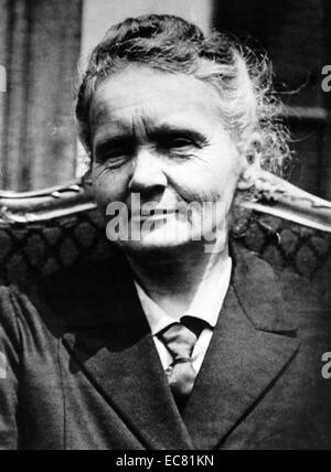 Foto von Marie Sklodowska-Curie (1867-1934) eine Polnische und Naturalisiert - französische Physiker, Nobelpreisträger und Chemiker, der bahnbrechende Forschung auf Radioaktivität durchgeführt. Vom 1930er Stockfoto