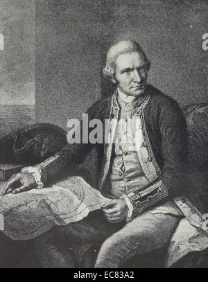 Porträt der britische Entdecker Captain James Cook (1728-1779), Navigator, Kartograph und Kapitän der Royal Navy. Vom Jahr 1770 Stockfoto