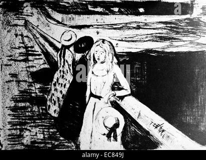 Arbeit mit dem Titel Girls On A Bridge des norwegischen Künstlers Edvard Munch (1863-1944). Diese Arbeit entstand im Jahre 1903. Stockfoto