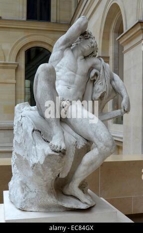 Marmorstatue eines schlafenden Fauns. Erstellt von Edmé Bouchardon (1698-1762), französischer Bildhauer. Vom 18. Jahrhundert Stockfoto