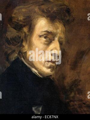 Portrait von Frédéric François Chopin (1810 - 1849) der polnische Komponist und virtuoser Pianist der romantischen Epoche, die in erster Linie für die solo piano schrieb. Von Eugene Delacroix gemalt. Vom 1838 Stockfoto