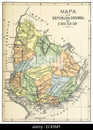 Berra(1882) p357 MAPA DE LA REPUBLICA ORIENTAL DEL URUGUAY Stockfoto