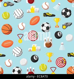 Nahtlose Sport Ball und Ausrüstung Muster Hintergrund Vektor-illustration Stock Vektor