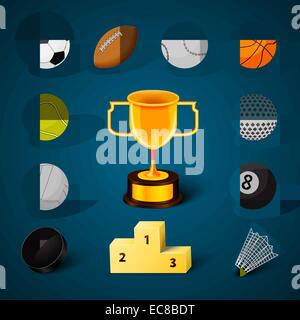 Fußball-Baseball-Basketball-set Sport realistische Symbole und Tennisbälle Vektor-illustration Stock Vektor