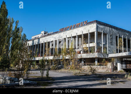Energetik Kulturpalast in Pripyat verlassene Stadt, Sperrzone von Tschernobyl, Ukraine Stockfoto