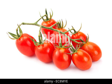 Cherry-Tomaten Zweig isoliert auf weiss Stockfoto