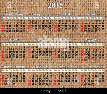 Bürokalender für das Jahr 2015 auf dem Hintergrund der Entlassung Stockfoto