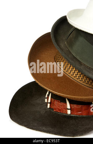 brauner Cowboyhut isoliert auf weißem Hintergrund Stockfoto