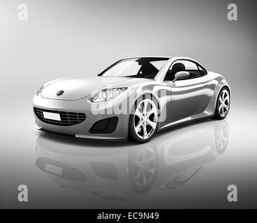Silber Luxus-Sportwagen Stockfoto