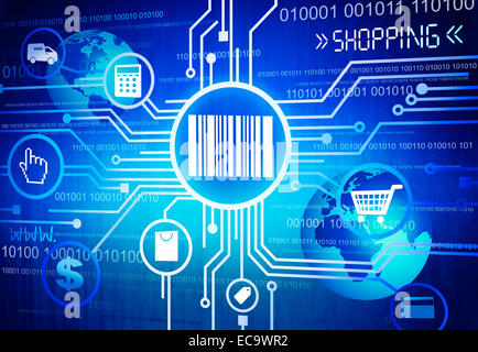 Icons und Symbole, die beschreibt, digitale und Online-Shopping Stockfoto