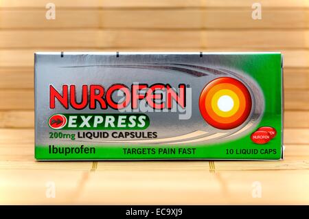 Nurofen Express liquid Kapseln Ibuprofen Stockfoto