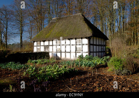 Abernodwydd Farmhouse, St Fagans National Museum of History/Amgueddfa Werin Cymru, Cardiff, South Wales, Großbritannien. Stockfoto