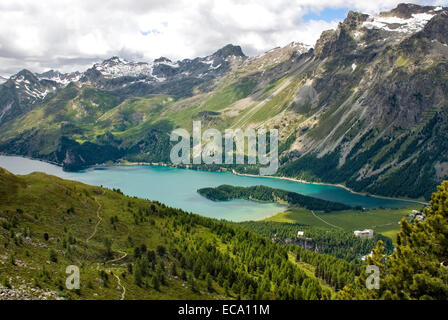 Sommerlandschaft, Silsersee, Upper Engadin, Schweiz Stockfoto