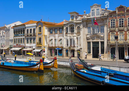 Traditionelle Boote "Moliceiros", Kanal Central, Aveiro, Beiras Region, Portugal, Europa Stockfoto