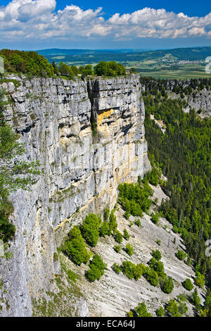 Rock Arena Creux du Van, Le Soliat, Jura-Gebirge, Schweiz Stockfoto