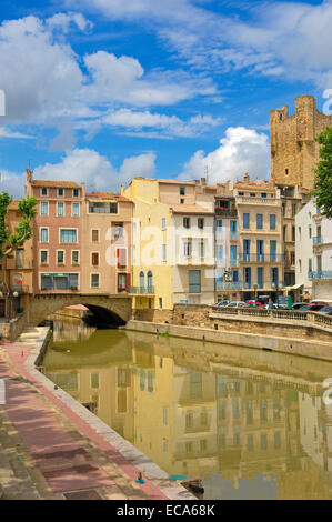 Canal De La Robine, Narbonne, Aude, Languedoc Roussillon, Frankreich, Europa Stockfoto