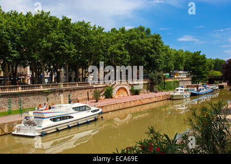 Canal De La Robine, Narbonne, Aude, Languedoc-Roussillon, Frankreich, Europa Stockfoto