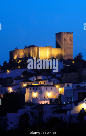 Mertola Burg bei Dämmerung, Alentejo, Portugal, Europa Stockfoto