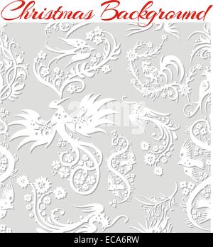 Winter Floral Seamless Pattern 3D-Hintergrund. Stockfoto