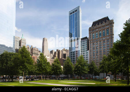 National September 11 Memorial Bereich, Wolkenkratzer, Bankenviertel, Manhattan, New York, Usa, Amerika Stockfoto