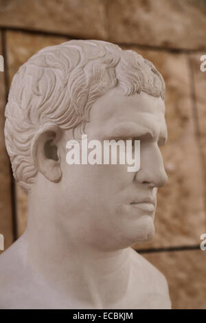 Marcus Vipsanius Agrippa (64/63 BC-12 BC) römischer Staatsmann, general und Architekt. Kopie des Putzes. Ara Pacis Museum. Rom. Italien Stockfoto