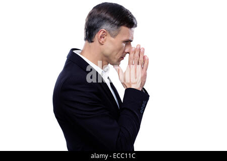 Seite Ansicht Porträt eines nachdenklich Geschäftsmann Stockfoto