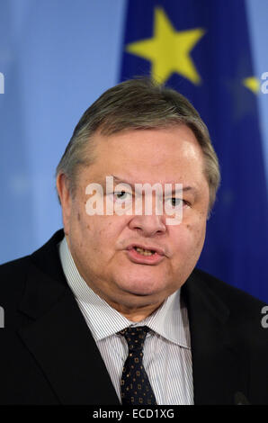 Berlin, Deutschland. 11. Dezember 2014. Griechische Außenministerin Evangelo Venizelos spricht an das Auswärtige Amt in Berlin, Deutschland, 11. Dezember 2014. Foto: RAINER JENSEN/Dpa/Alamy Live-Nachrichten Stockfoto