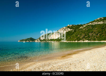 Agios Giorgios Pagon Beach, Korfu, Griechenland. Schöner Strand von Agios Giorgios Stockfoto